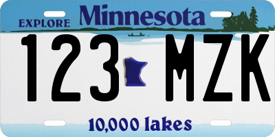 MN license plate 123MZK