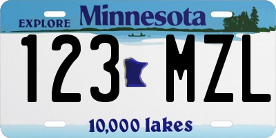 MN license plate 123MZL