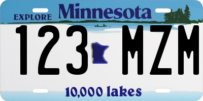 MN license plate 123MZM