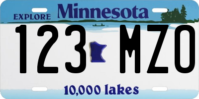MN license plate 123MZO