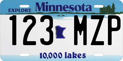 MN license plate 123MZP