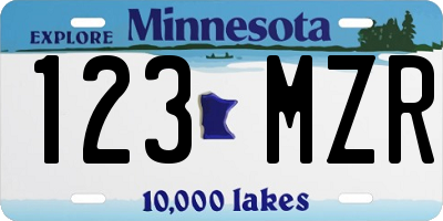 MN license plate 123MZR