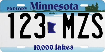 MN license plate 123MZS