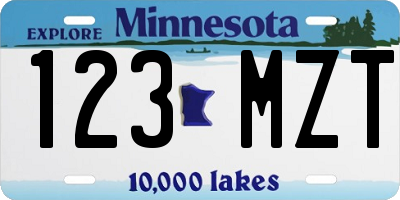MN license plate 123MZT
