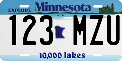 MN license plate 123MZU