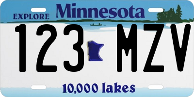 MN license plate 123MZV