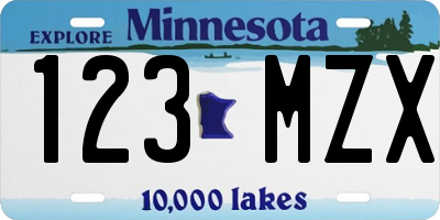 MN license plate 123MZX