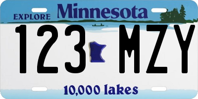 MN license plate 123MZY