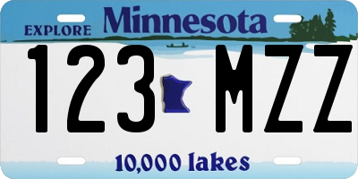 MN license plate 123MZZ