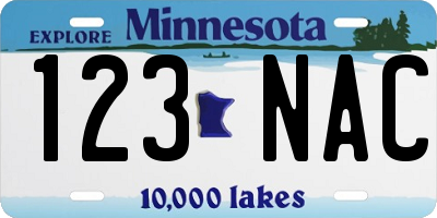 MN license plate 123NAC