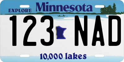MN license plate 123NAD
