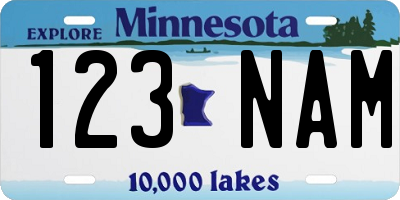MN license plate 123NAM
