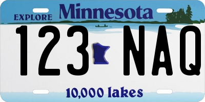 MN license plate 123NAQ