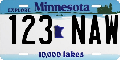 MN license plate 123NAW