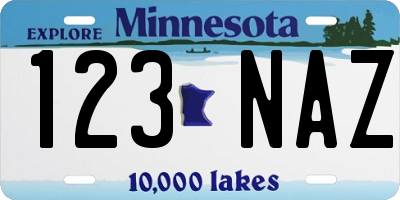 MN license plate 123NAZ