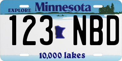 MN license plate 123NBD