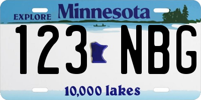 MN license plate 123NBG