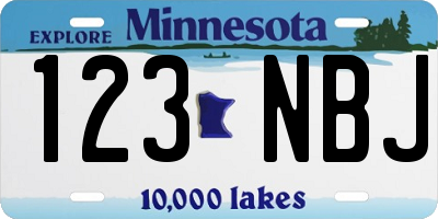 MN license plate 123NBJ