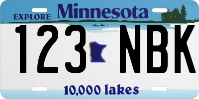 MN license plate 123NBK