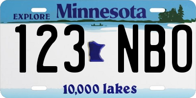 MN license plate 123NBO
