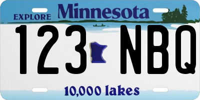MN license plate 123NBQ