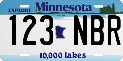 MN license plate 123NBR