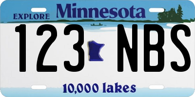 MN license plate 123NBS
