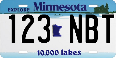 MN license plate 123NBT