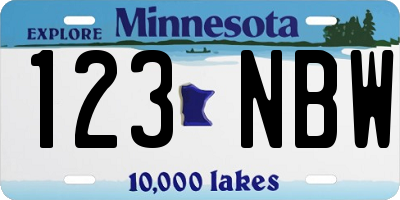 MN license plate 123NBW