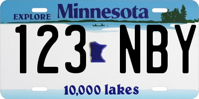 MN license plate 123NBY
