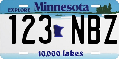 MN license plate 123NBZ
