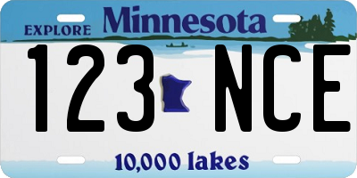 MN license plate 123NCE