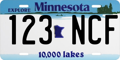 MN license plate 123NCF