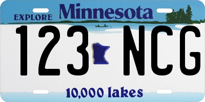 MN license plate 123NCG