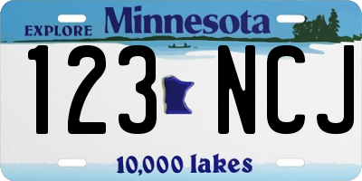 MN license plate 123NCJ