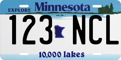 MN license plate 123NCL