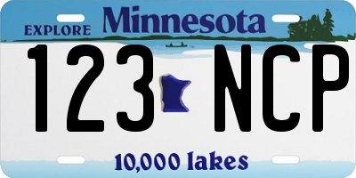 MN license plate 123NCP