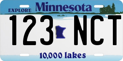 MN license plate 123NCT