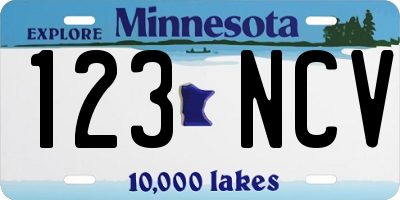 MN license plate 123NCV