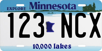 MN license plate 123NCX
