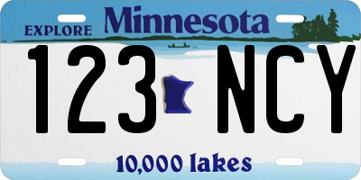 MN license plate 123NCY