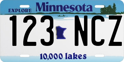MN license plate 123NCZ
