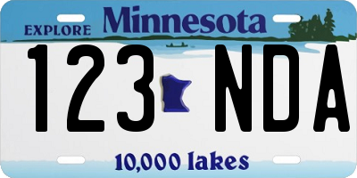 MN license plate 123NDA