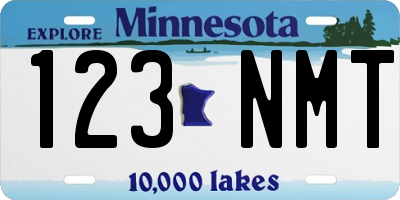 MN license plate 123NMT