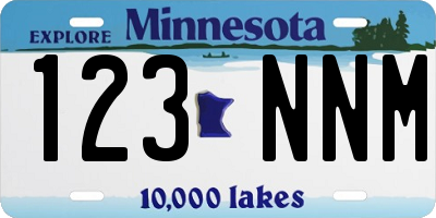 MN license plate 123NNM