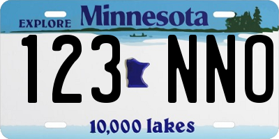 MN license plate 123NNO