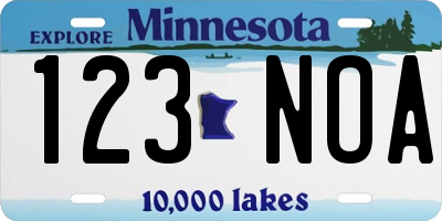 MN license plate 123NOA