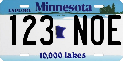 MN license plate 123NOE