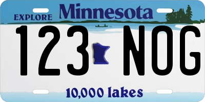 MN license plate 123NOG