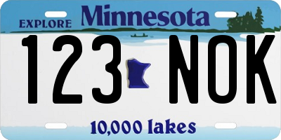 MN license plate 123NOK